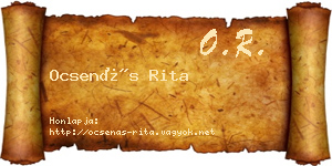 Ocsenás Rita névjegykártya